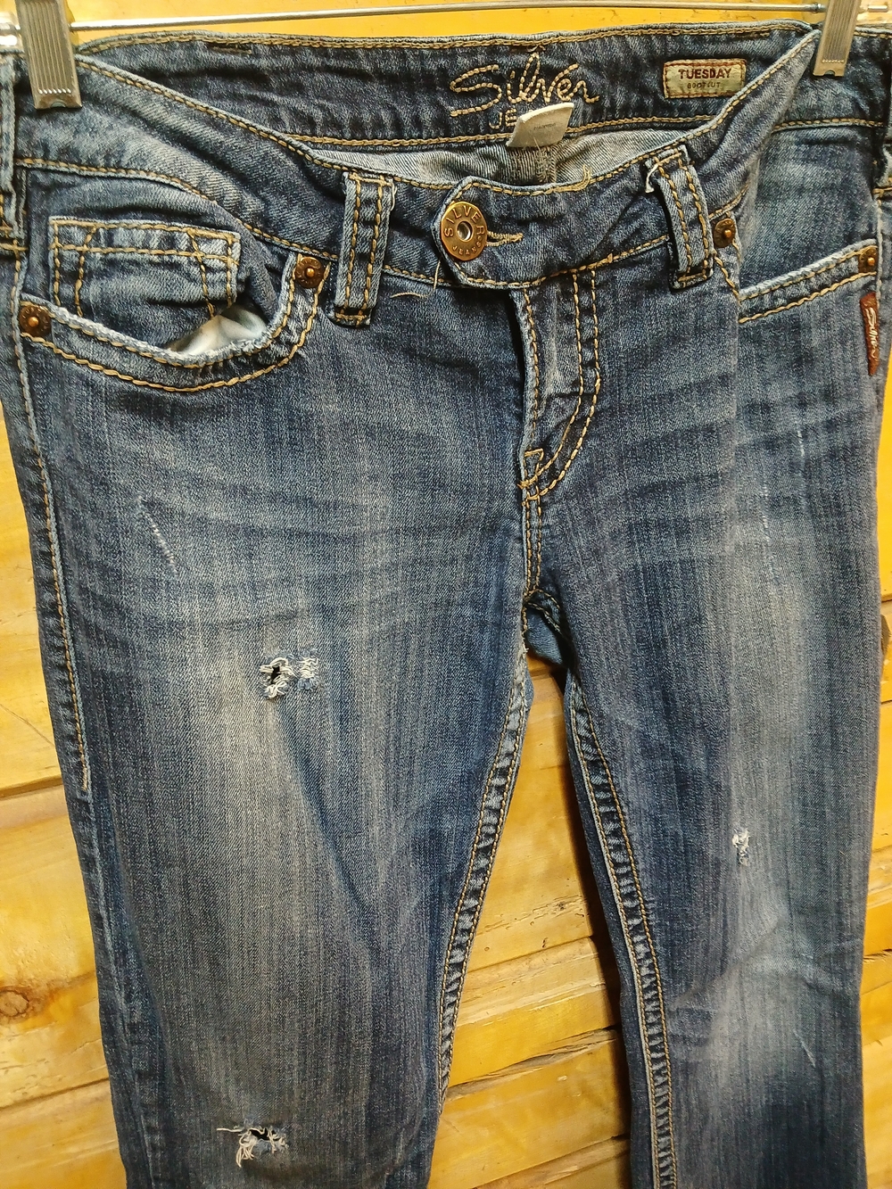 Silver Jeans Blue Distressed Skinny Jeans